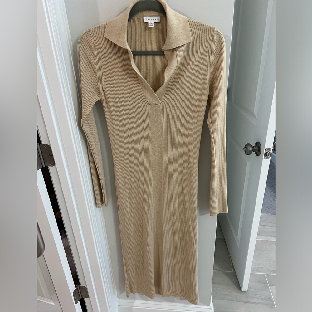 NWOT Topshop collar long sleeve sweater dress